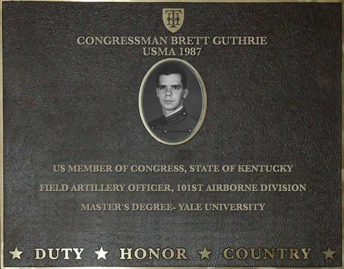 Dedication plaque for Congressman Brett Guthrie, USMA 1987