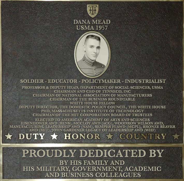Dedication plaque in honor of Dana Mead, USMA 1957