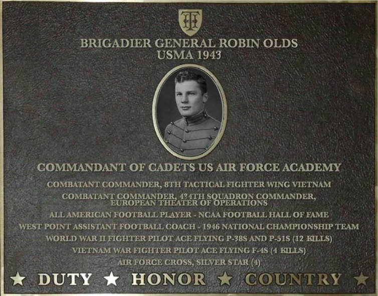 Dedication plaque for Brigadier General Robin Olds, USMA 1943