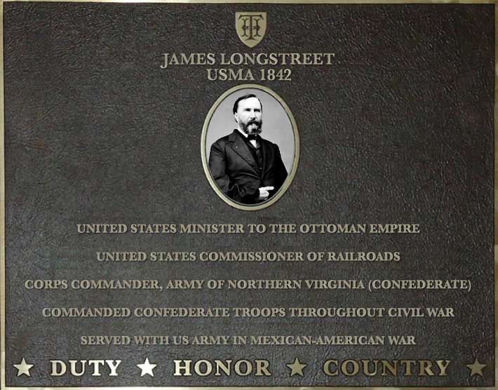 Dedication plaque for James Longstreet, USMA 1842