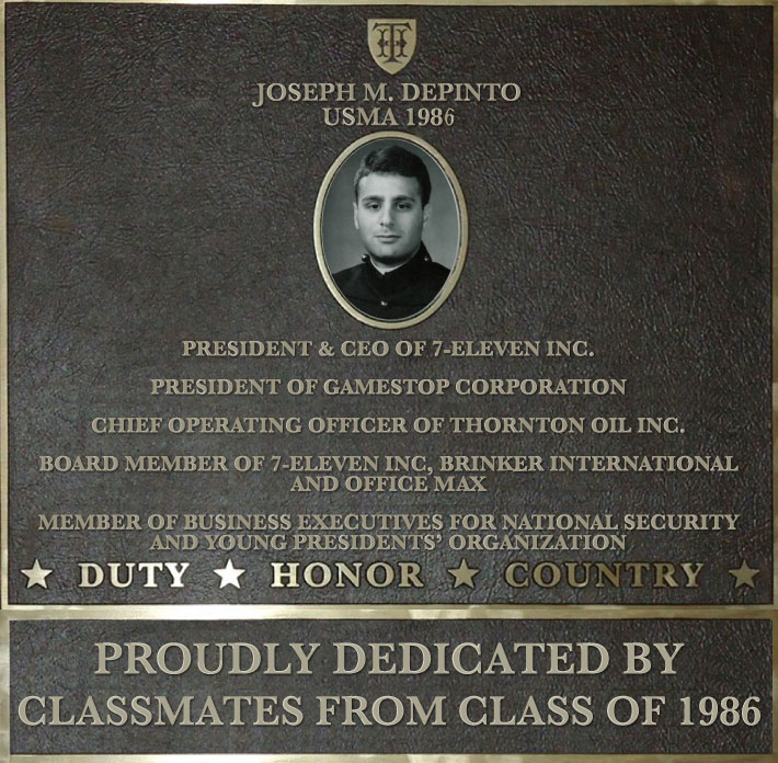 Dedication plaque in honor of Joseph M. Depinto, USMA 1986