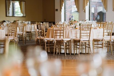 Banquet hall set up for wedding reception