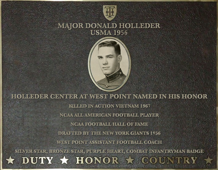 Dedication plaque for Major Donald Holleder, USMA 1956