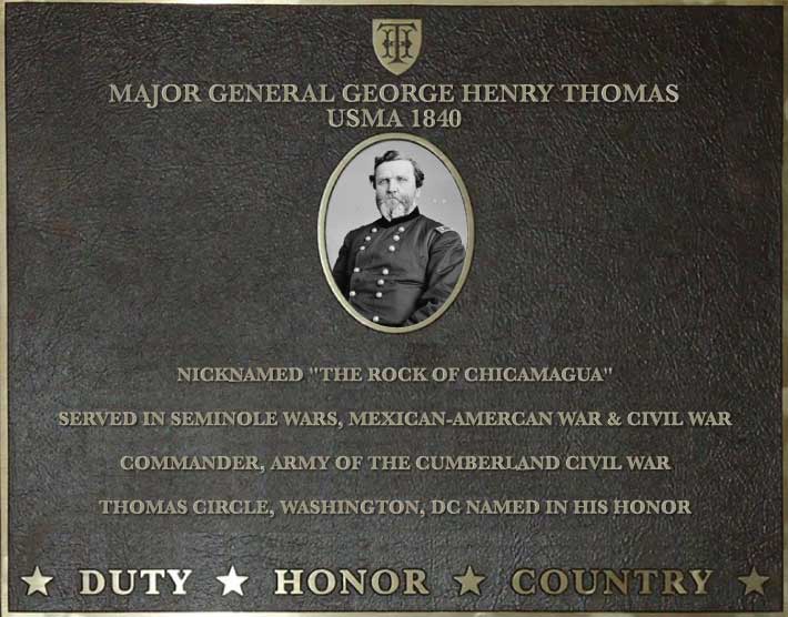 Dedication plaque for Major General George Henry Thomas, USMA 1840