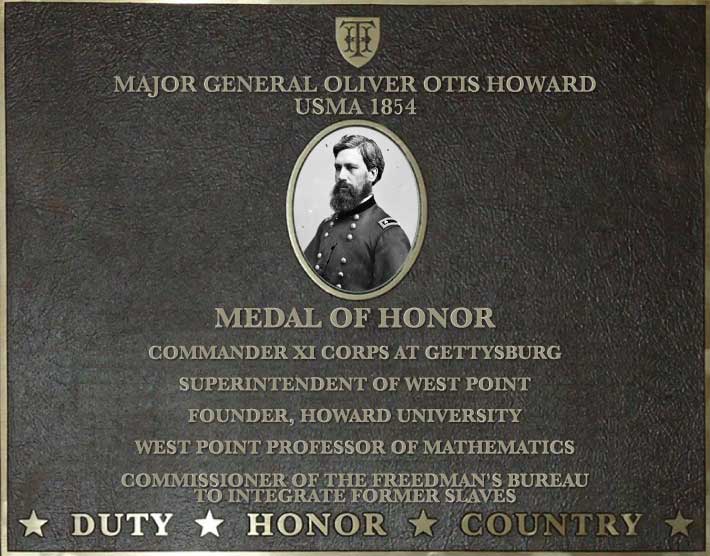 Dedication plaque for Major General Oliver Otis Howard, USMA 1854