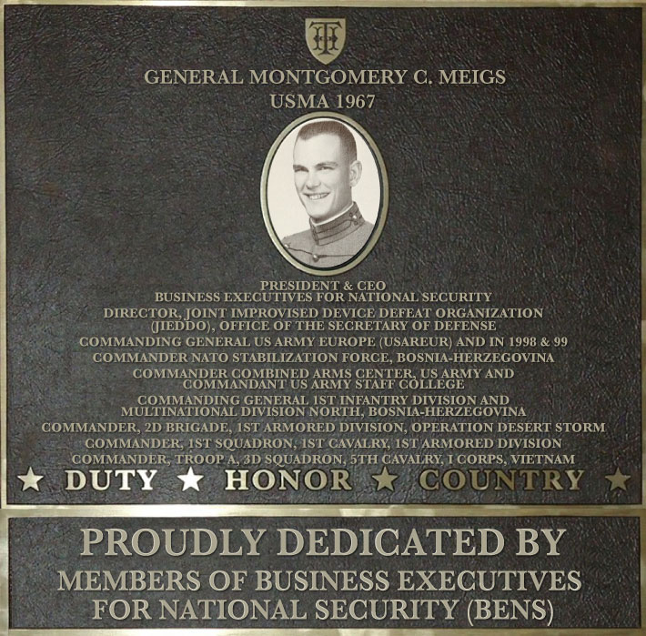 Dedication plaque in honor of General Montgomery C. Meigs, USMA 1967