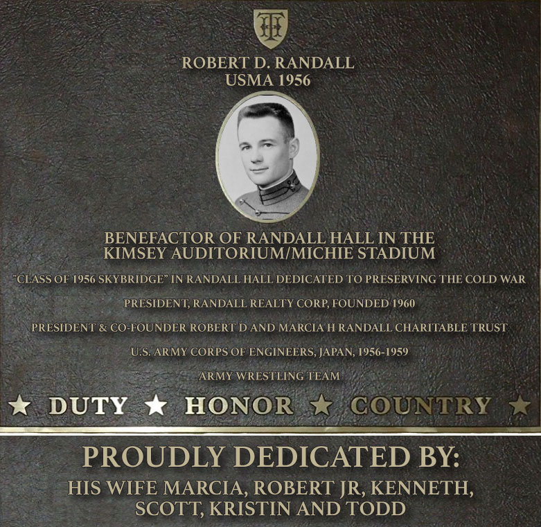 Dedication plaque in honor of Robert D. Randall, USMA 1956