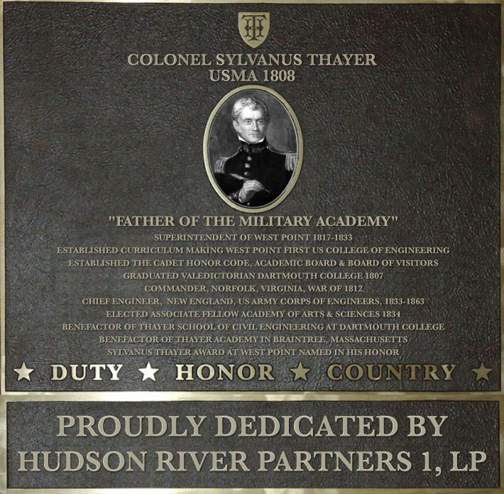 Dedication plaque in honor of Colonel Sylvanus Thayer, USMA 1808