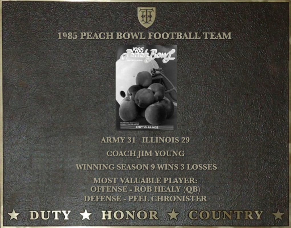 Dedication plaque for the 1985 Peach Bowl Football Team