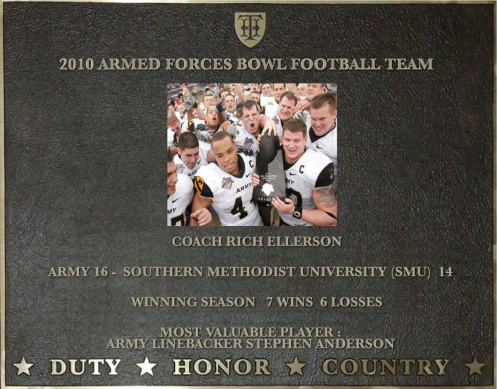 Dedication plaque for the 2010 Armed Forces Bowl Football Team