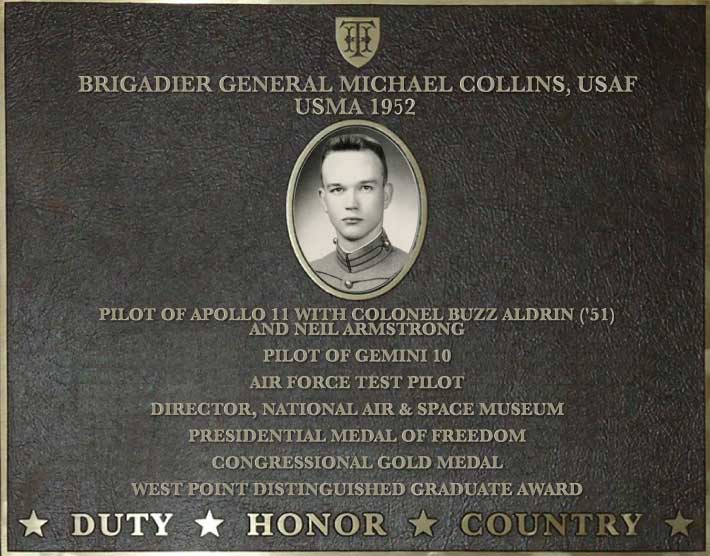 Dedication plaque for Brigadier General Michael Collins, USAF, USMA 1952