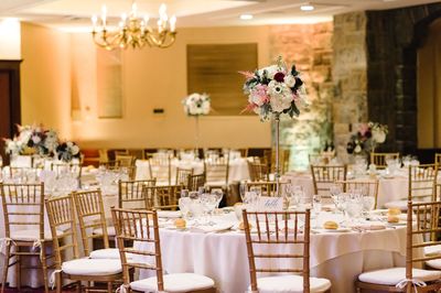 Banquet hall set up for wedding reception