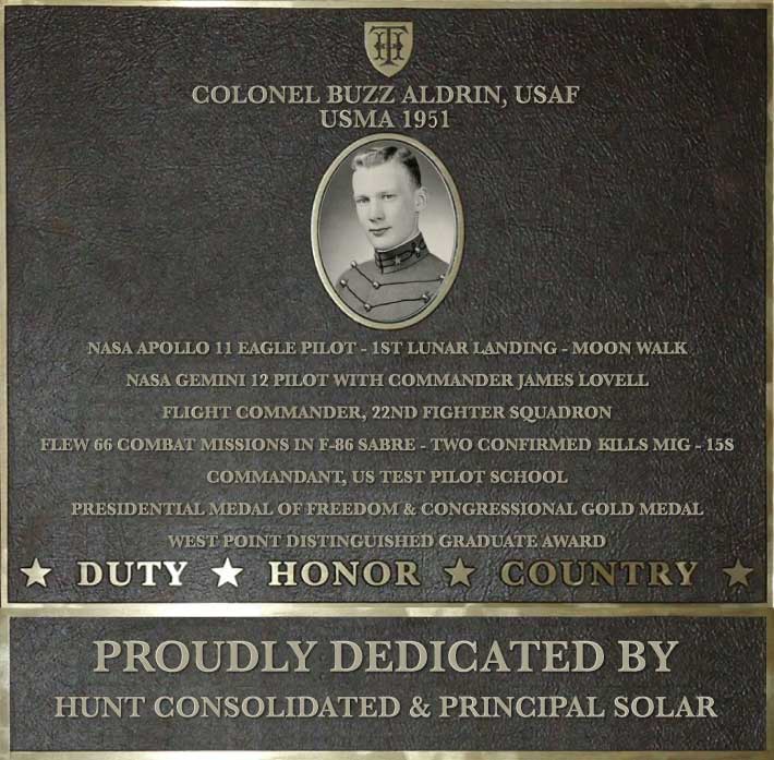 Dedication plaque in honor of Colonel Buzz Aldrin, USAF, USMA 1951