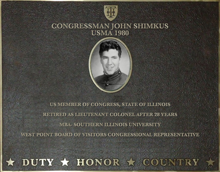 Dedication plaque for Congressman John Shimkus, USMA 1980