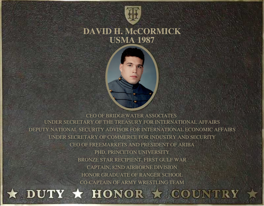 Dedication plaque in honor of General Stanley A. McChrystal, USMA 1976