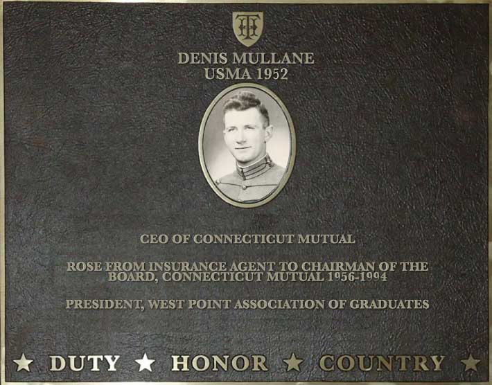 Dedication plaque for Denis Mullane, USMA 1952