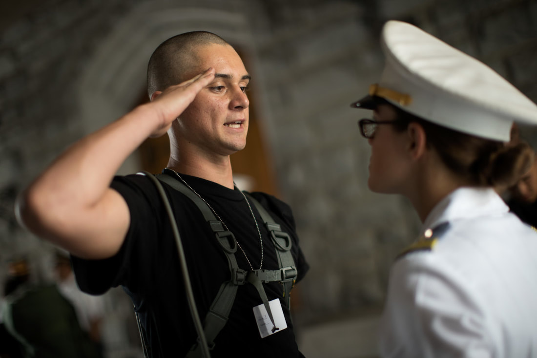 West Point cadet saluting