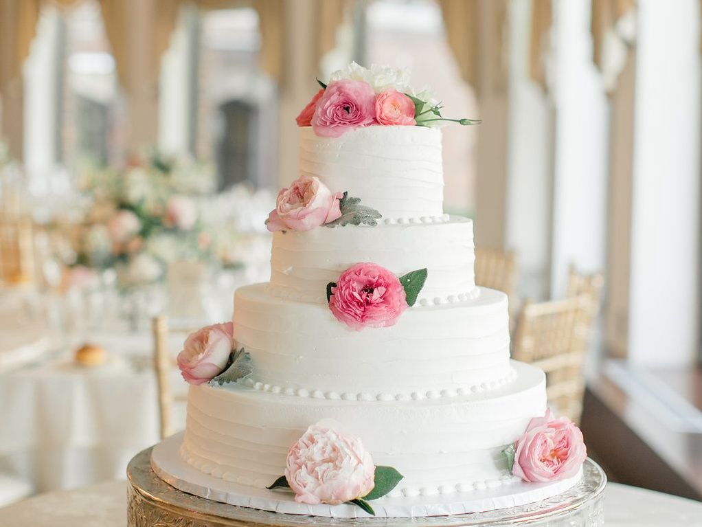 Decadent, tiered wedding cake for Blushing Bride Brunch Special