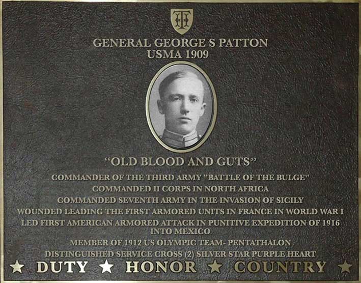 Dedication plaque for General George S. Patton, USMA 1909