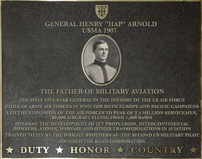 Dedication plaque for General Henry 'Hap' Arnold, USMA 1097