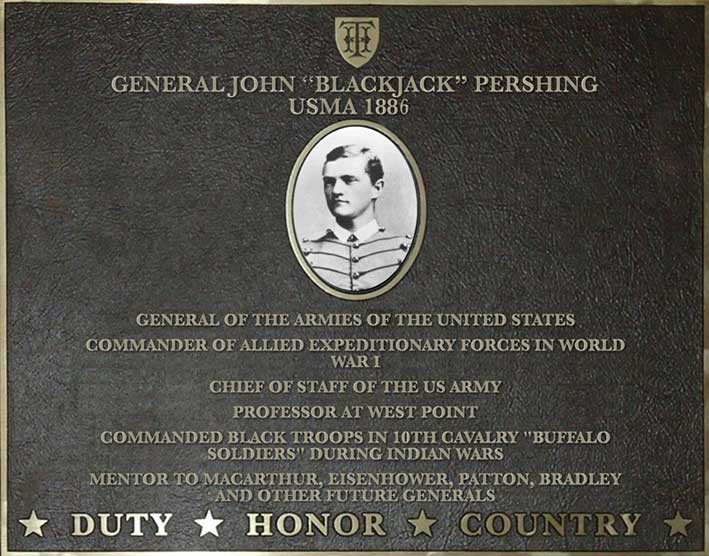 Dedication plaque for General John 'Blackjack' Pershing, USMA 1886