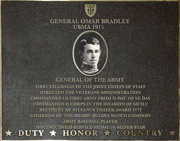 Dedication plaque for General Omar Bradley, USMA 1915