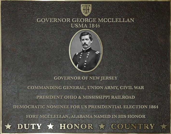 Dedication plaque for Governor George McClellan, USMA 1846