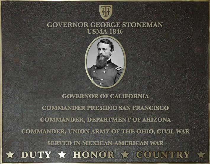 Dedication plaque for Governor George Stoneman, USMA 1846
