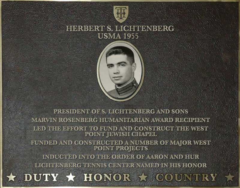 Dedication plaque for Herbert S. Lichtenberg, USMA 1955