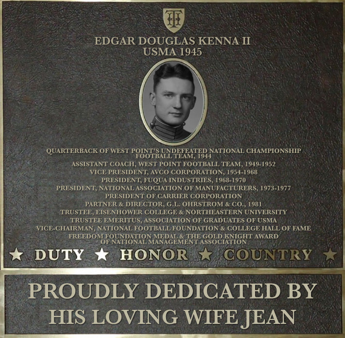 Dedication plaque in honor of Edgar Douglas Kenna II, USMA 1945