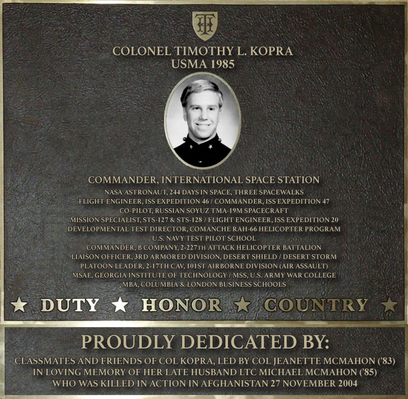 Dedication plaque in honor of James V. Kimsey, USMA 1962