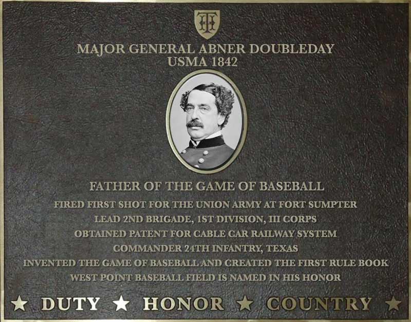 Dedication plaque for Major General Abner Doubleday, USMA 1842