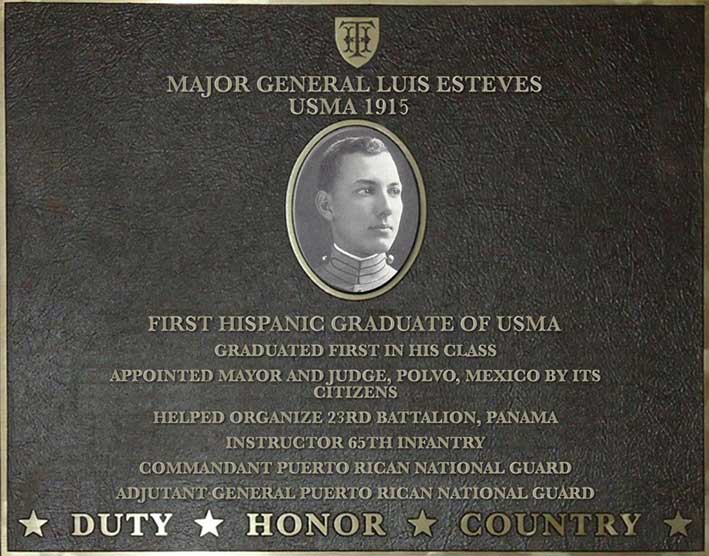 Dedication plaque for Major General Luis Esteves, USMA 1915