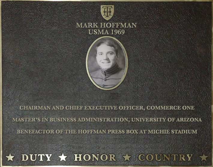 Dedication plaque for Mark Hoffman, USMA 1969