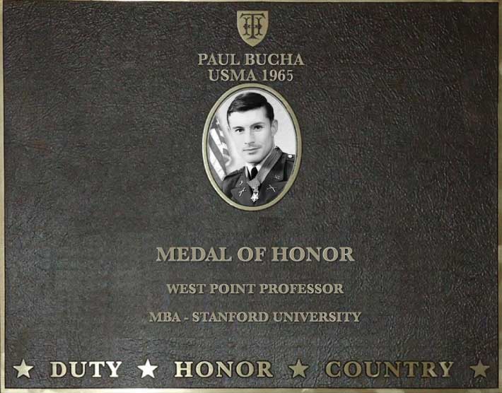 Dedication plaque in honor of Paul Bucha, USMA 1965