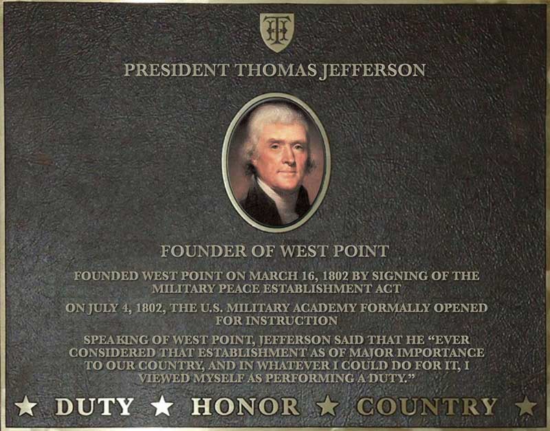 Dedication plaque for President Thomas Jefferson