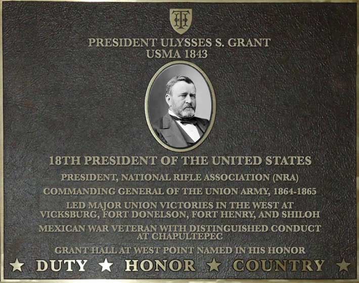 Dedication plaque for President Ulysses S. Grant, USMA 1843