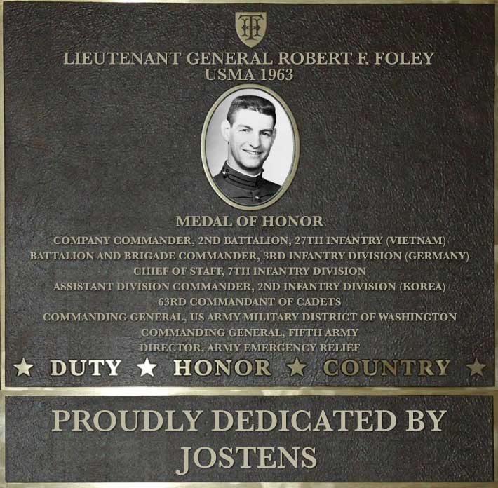 Dedication plaque in honor of Lieutenant General Robert F. Foley, USMA 1963