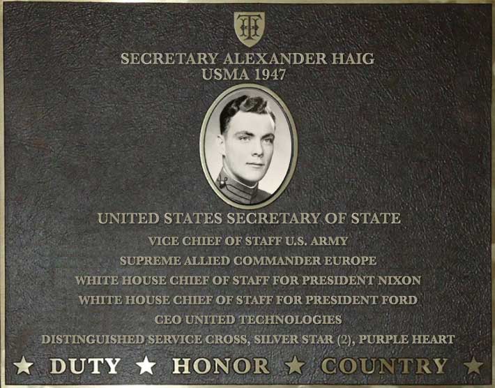 Dedication plaque for Secretary Alexander Haig, USMA 1947