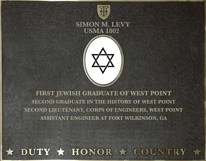 Dedication plaque for Simon M. Levy, USMA 1802
